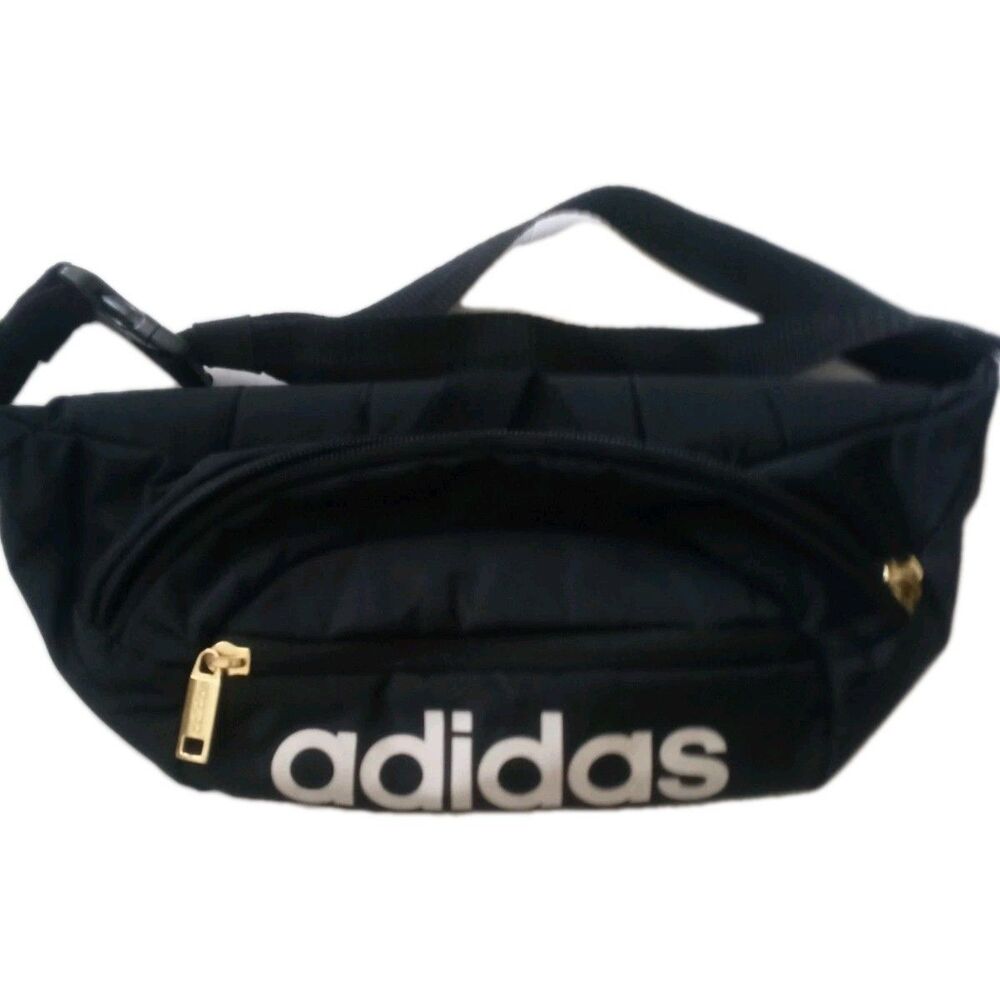 Adidas Unisex Black Double Zip Pocket Adjustable Fanny Pack 11x7x3 EUC